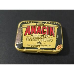 Vintage Anacin Empty Metal Tin Box Container Vintage Tin
